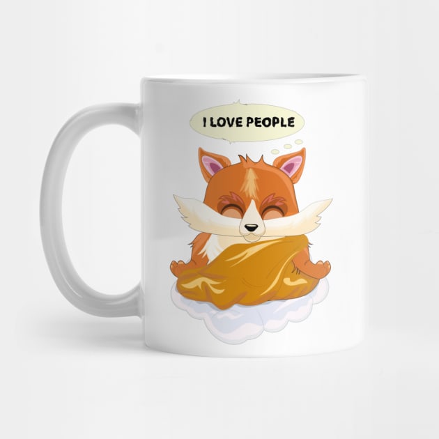 Cute and funny Fox meditates I love people by DigitalInDesignGoods